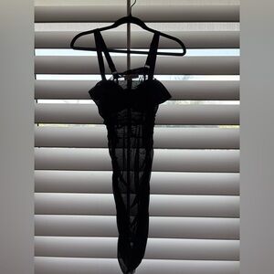 Black Lace Chemise with Corset Design‎